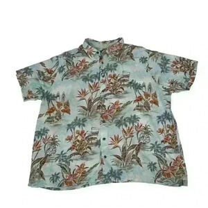 Campia Mens 2XL Button Down Hawaiin Shirt Rayon Easy Care Tropical Short Sleeve
